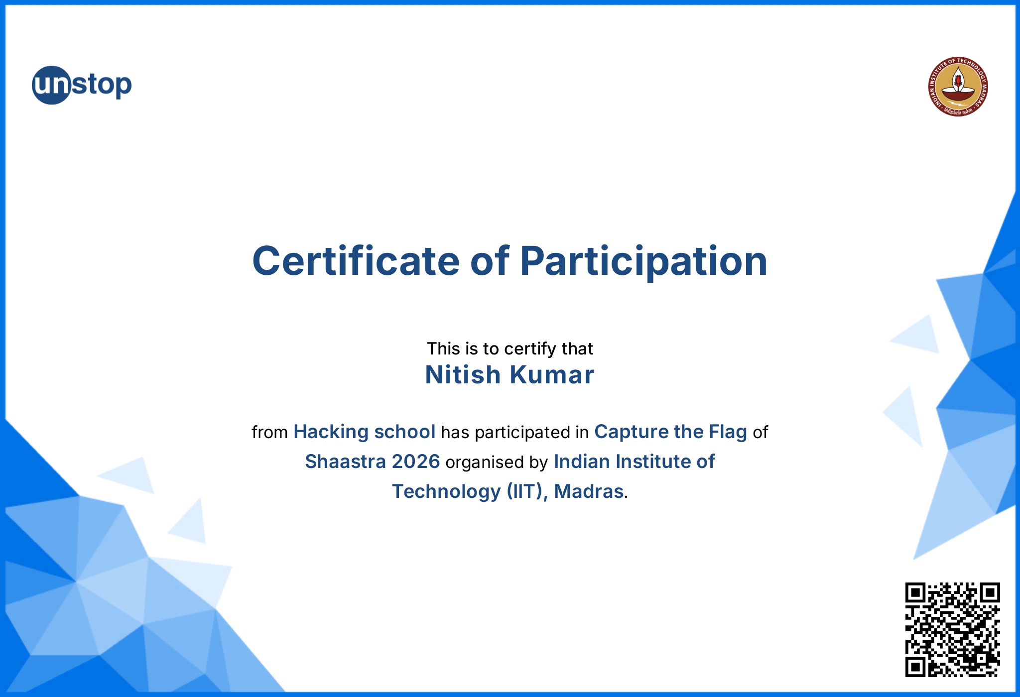 Digital CyberHunt CTF Certificate